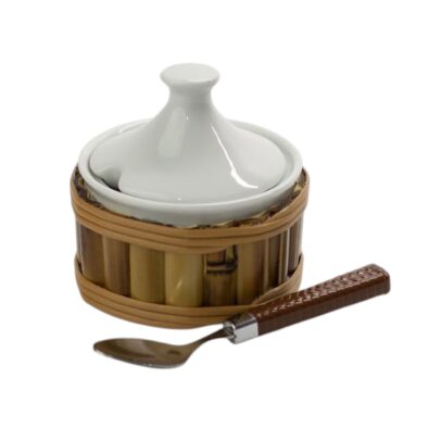 AÇUCAREIRO DE PORCELANA COM BAMBU
