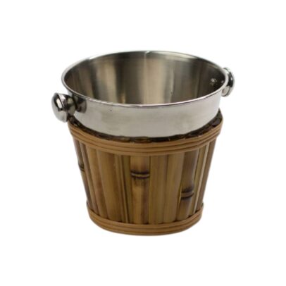 BALDE PARA GELO DE INOX COM BAMBU P