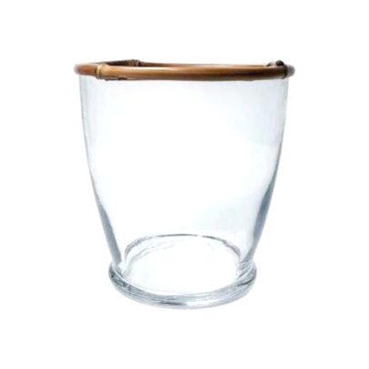 BALDE PARA GELO DE VIDRO COM BAMBU